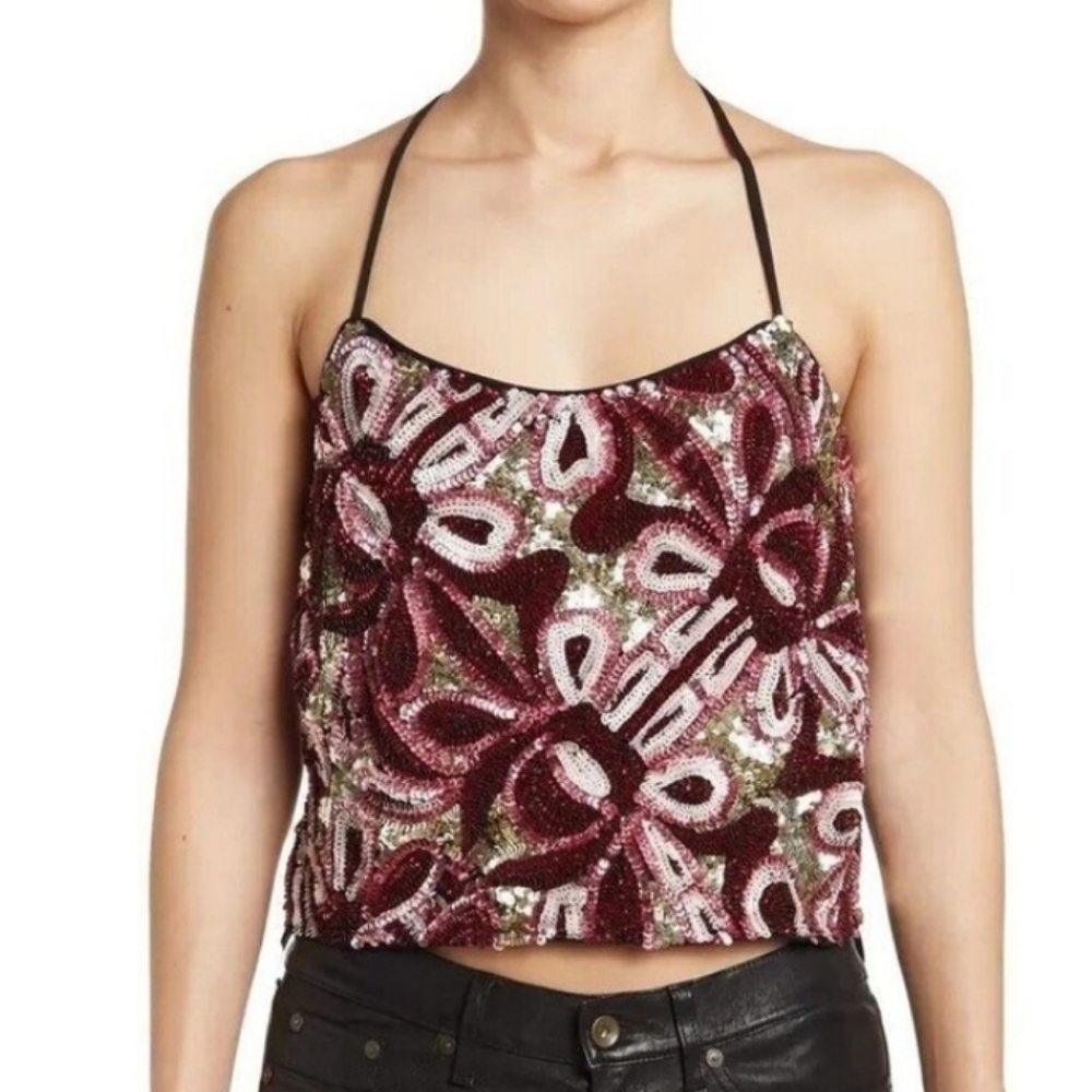 NWT. Walter Baker Sequin Racerback Tank Top Size Large